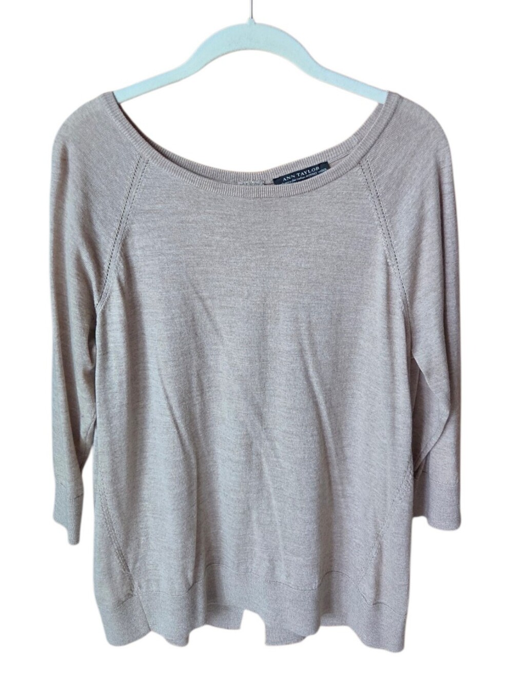 Ann Taylor Fine Italian Merino Wool Carmel Sweater XL